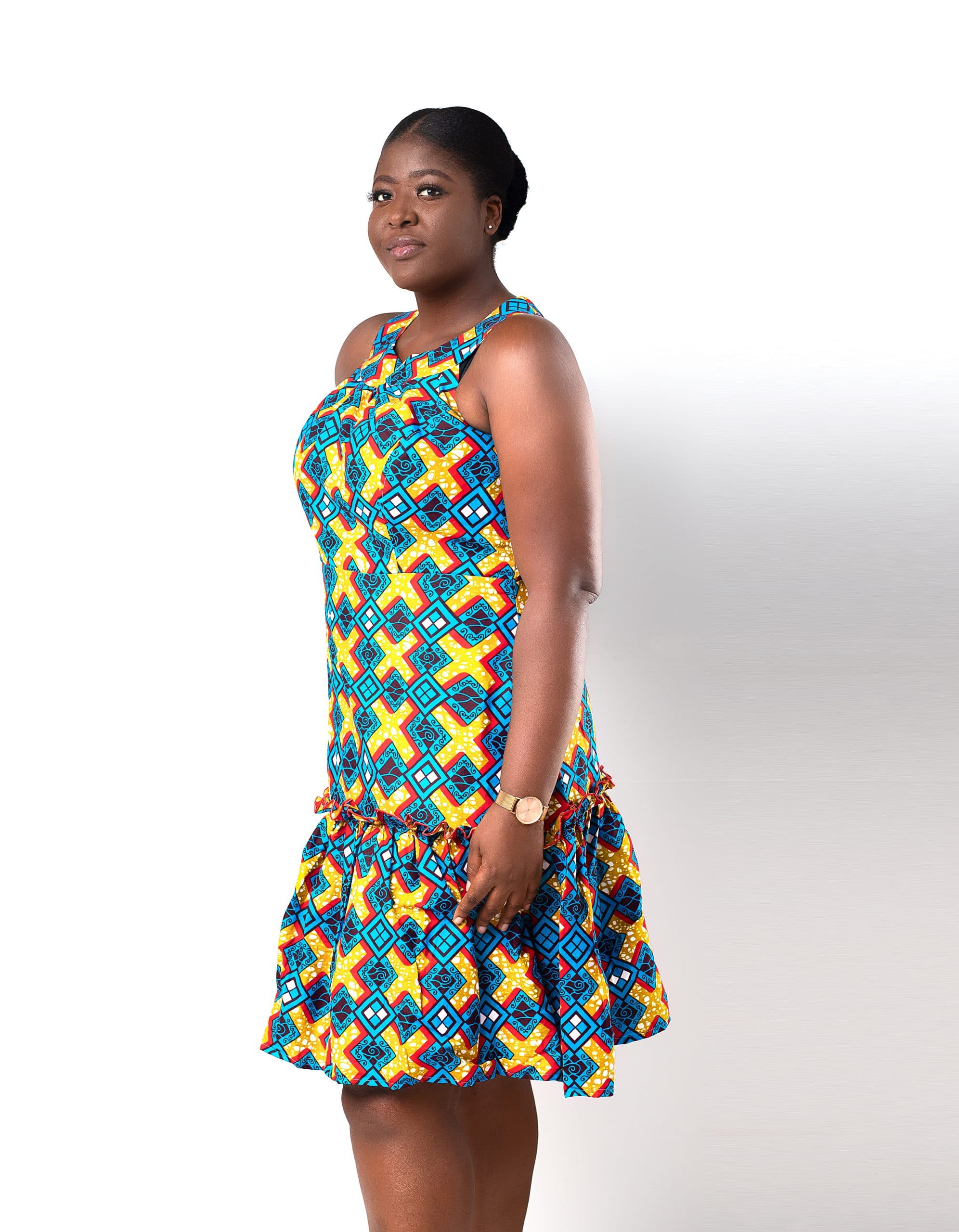 Abdallah Ankara African Print Sleeveless Flared Hem Dress - Image 3