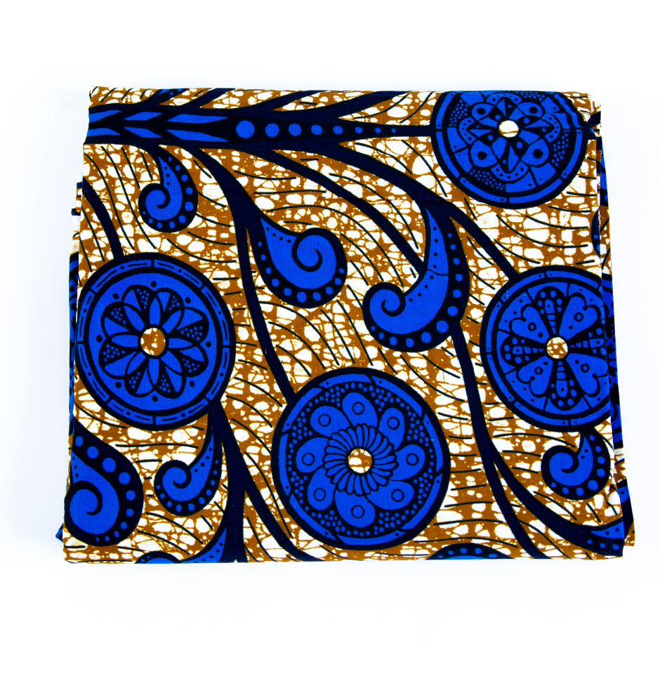 Lovely African Vibrant Blue Floral Fabric Design