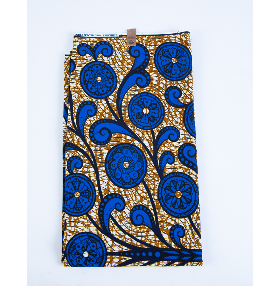 Lovely African Vibrant Blue Floral Fabric Design - Image 2