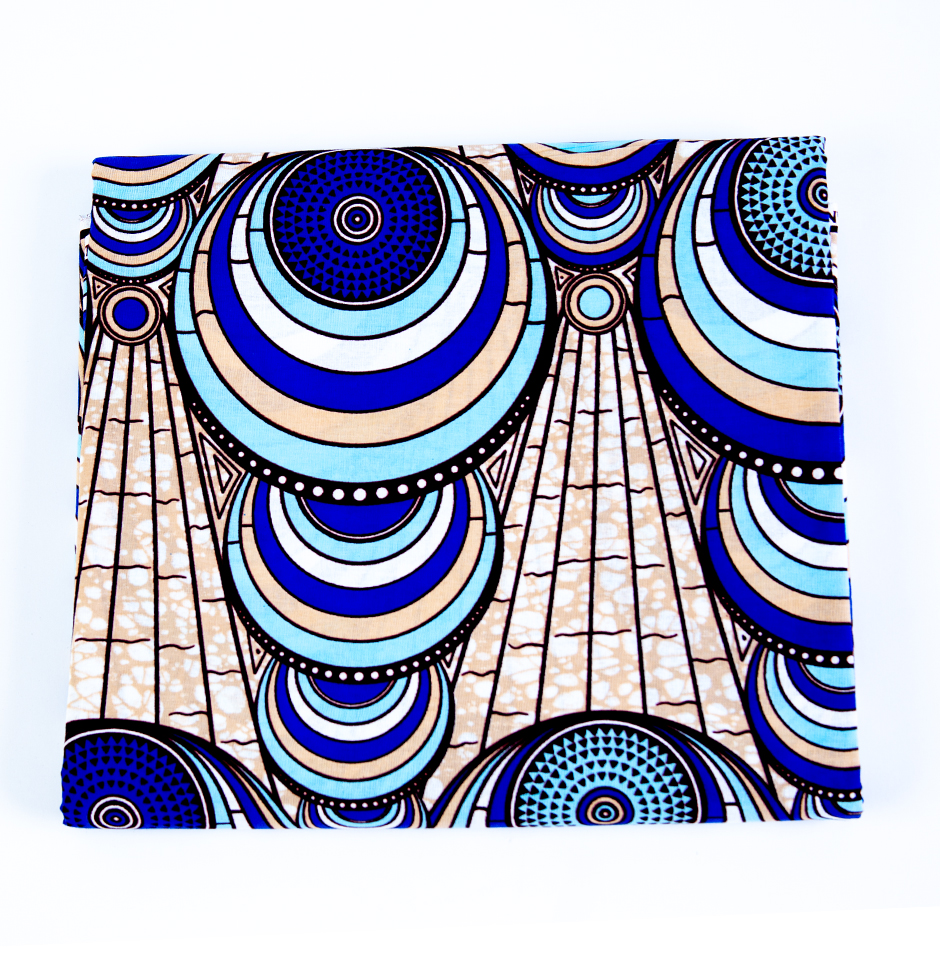 Beautiful African Vibrant Beach Blue Abstract Ankara Fabric