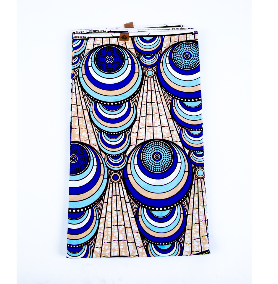Beautiful African Vibrant Beach Blue Abstract Ankara Fabric - Image 2