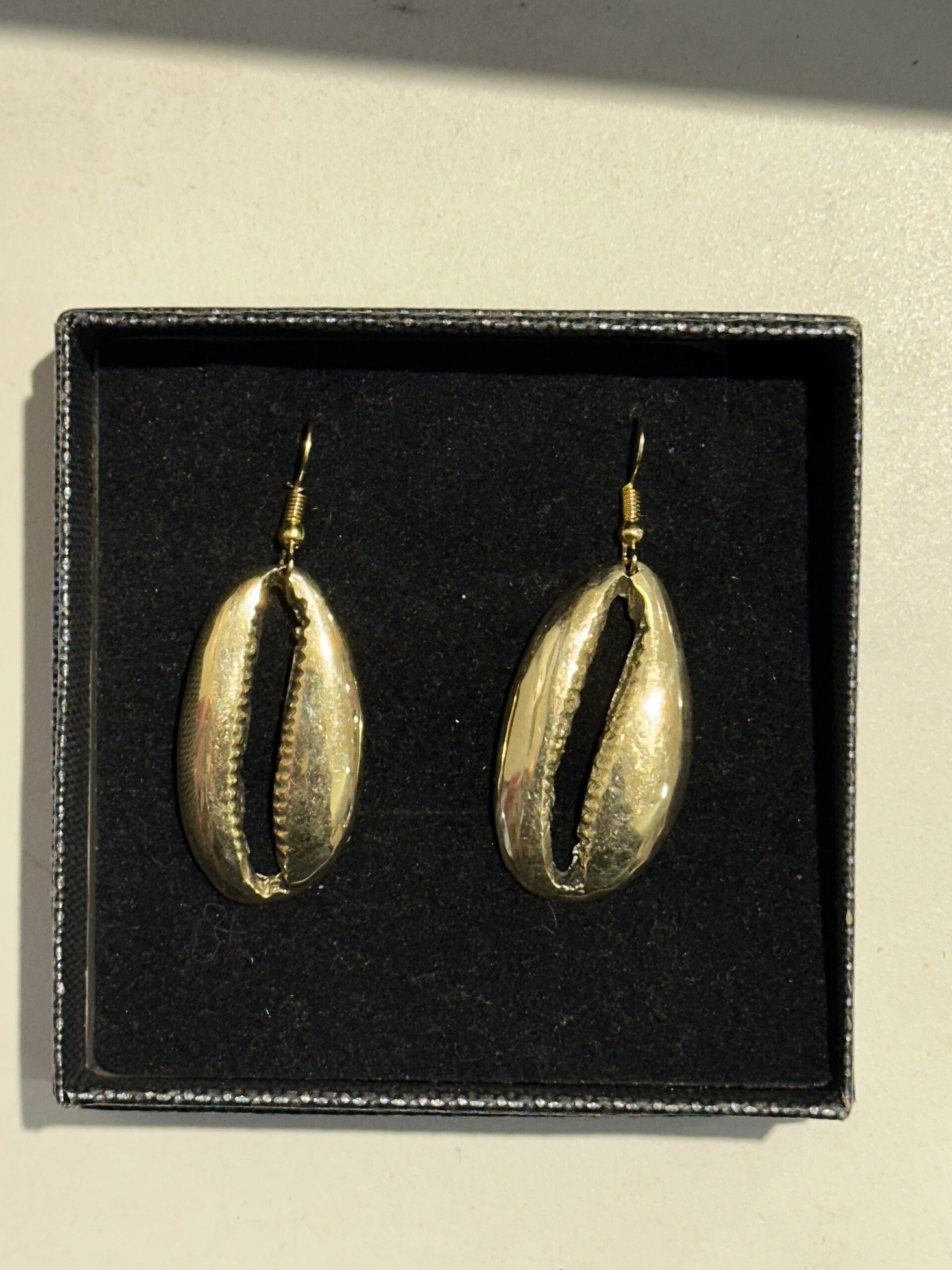 Handmade Gold Cowrie Shell Kenyan Earrings - Image 2