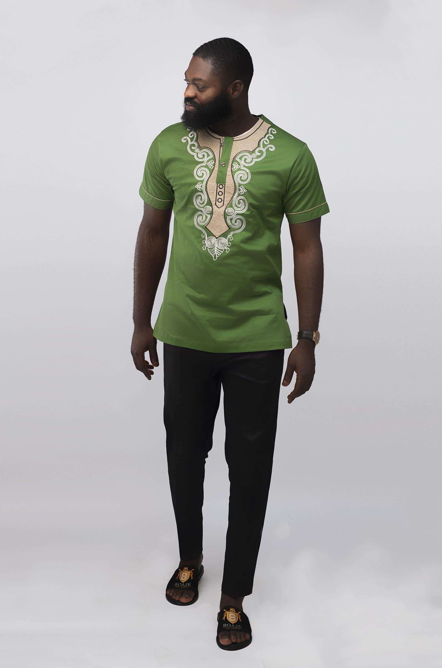 Makalo Slim Fit Embroidered African Shirt - Image 3