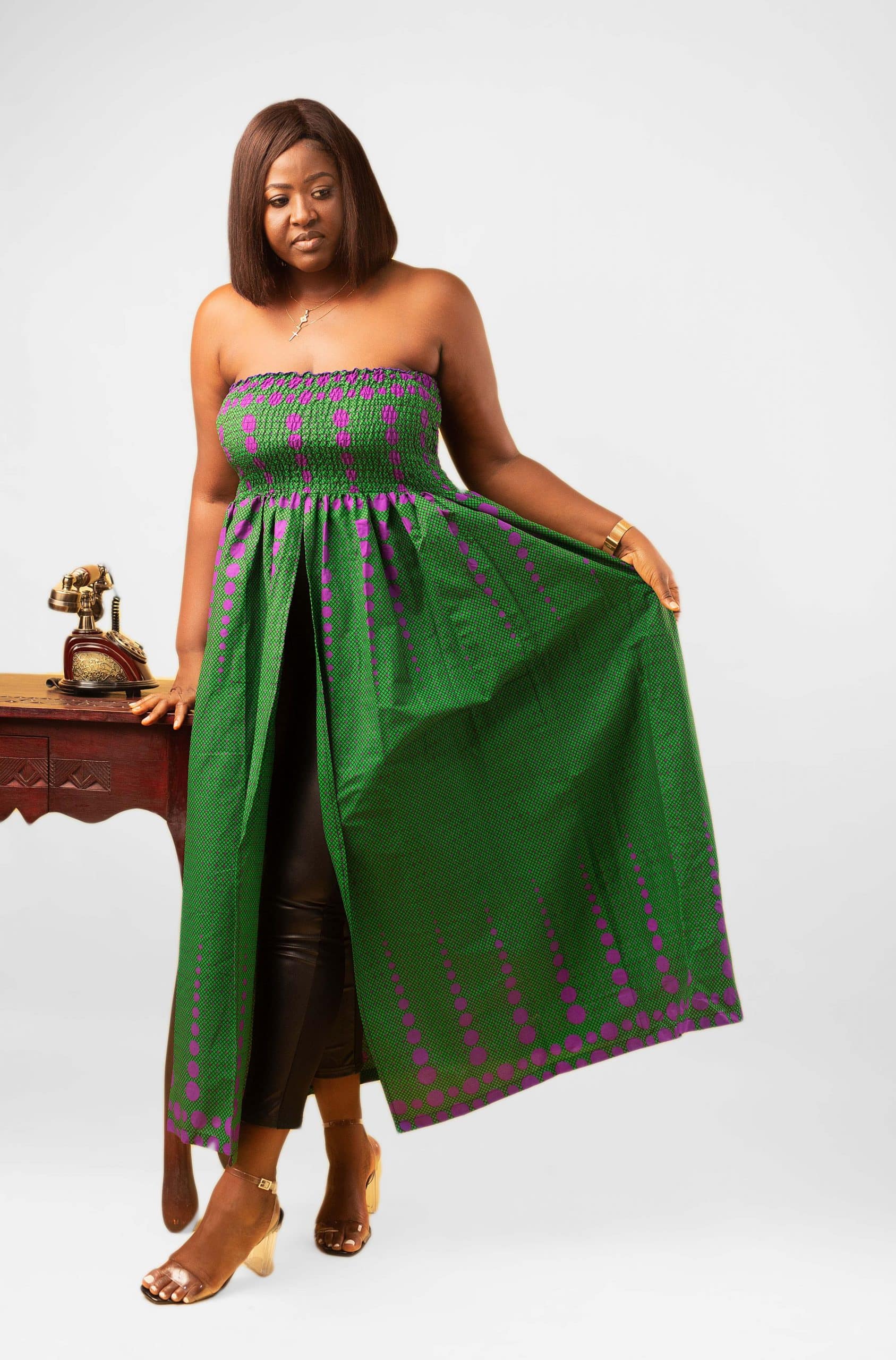 Daphni Ankara Maxi Slit Dress - Image 3