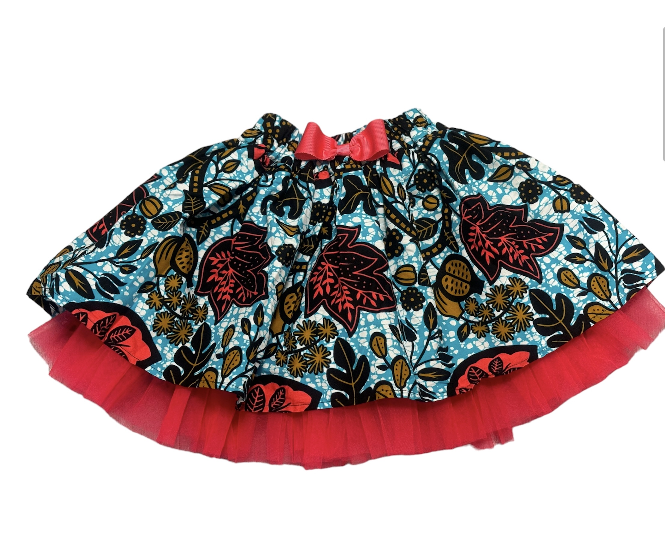 JTAphrique Beautiful Custom Made Ankara Kids Bow & Skirt Set - Image 5