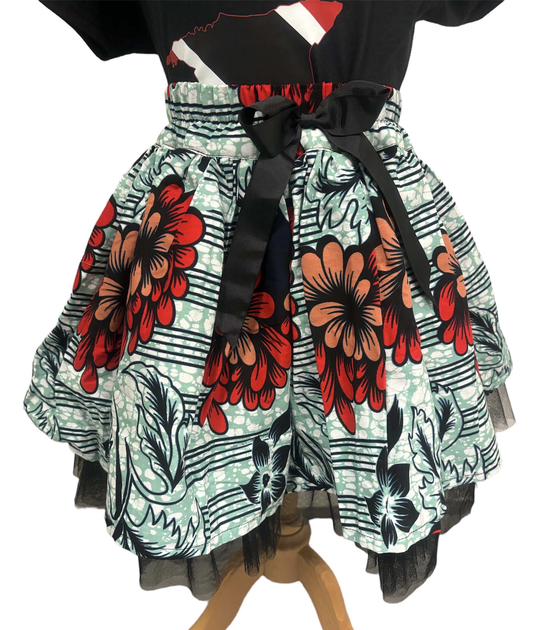JTAphrique Beautiful Custom Made Ankara Kids Bow & Skirt Set - Image 6