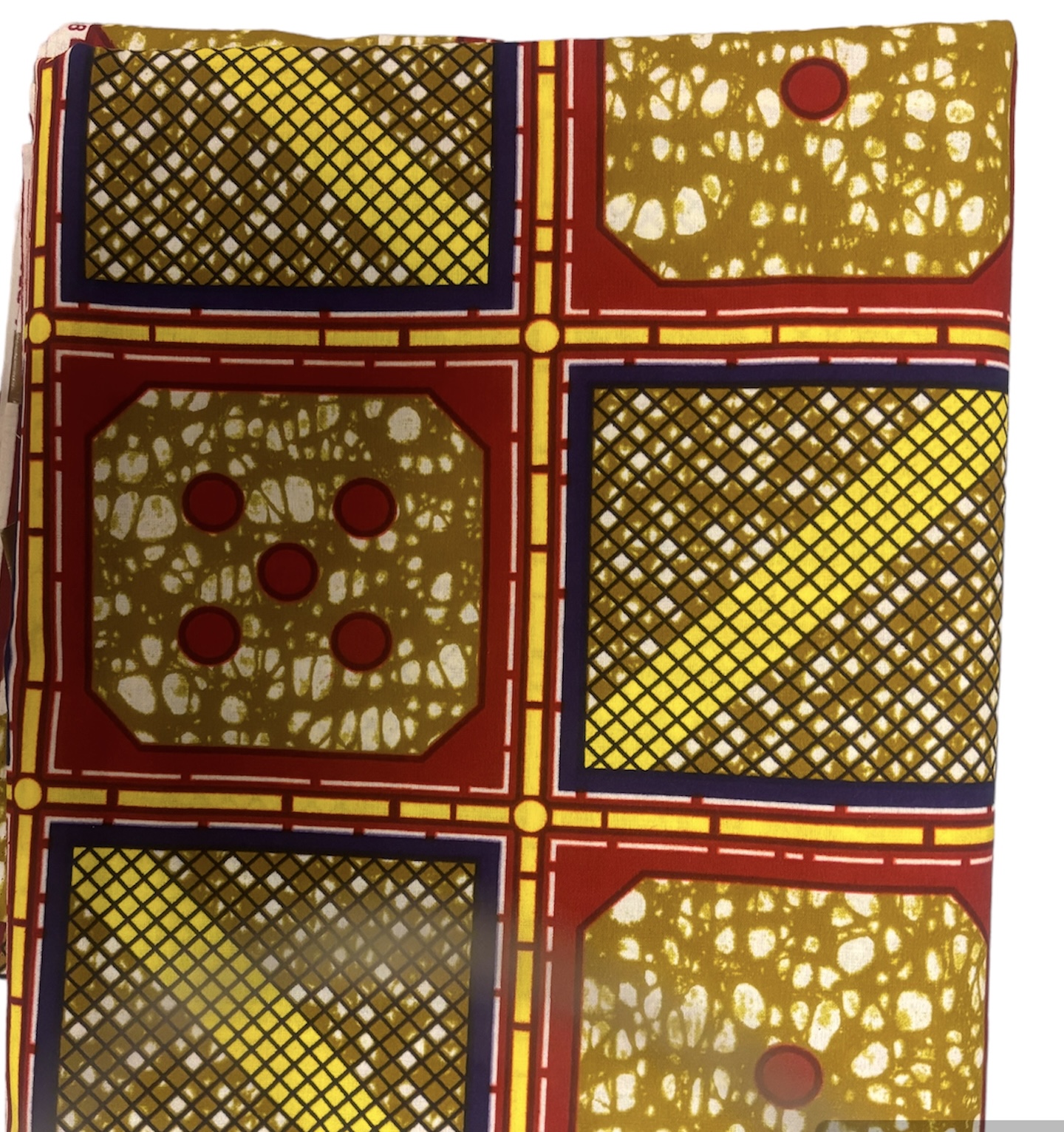 Bright Authentic African Beautiful Vibrant Red and Yellow Ankara Fabric - Image 4