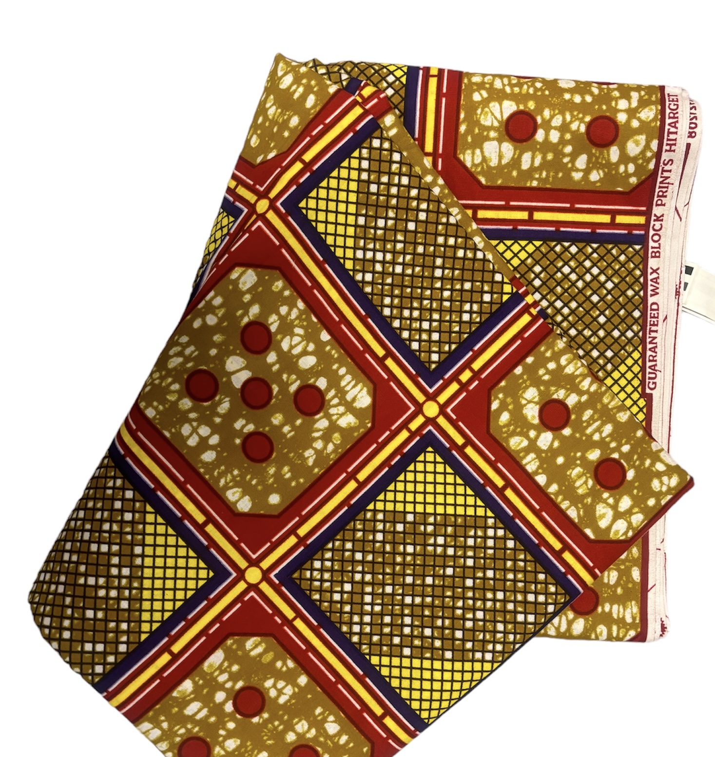 Bright Authentic African Beautiful Vibrant Red and Yellow Ankara Fabric - Image 3
