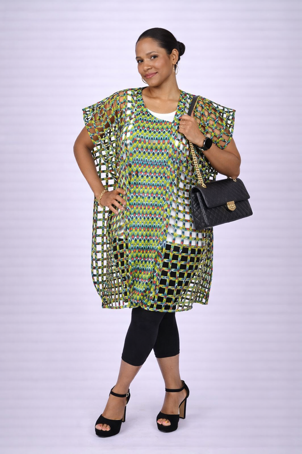 Green Ankara Weaved Short-Sleeve Net Dress - Afrima