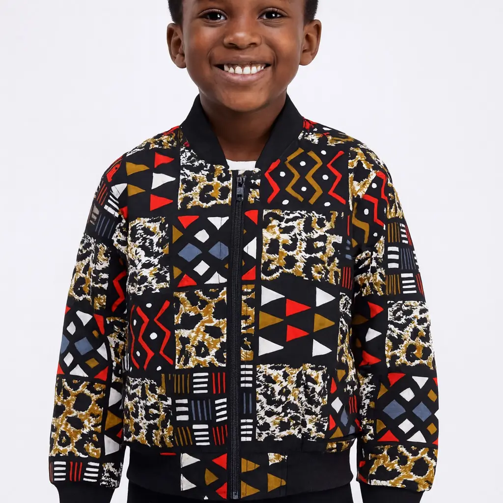 Kids Unisex Deka African Print Bomber Jacket