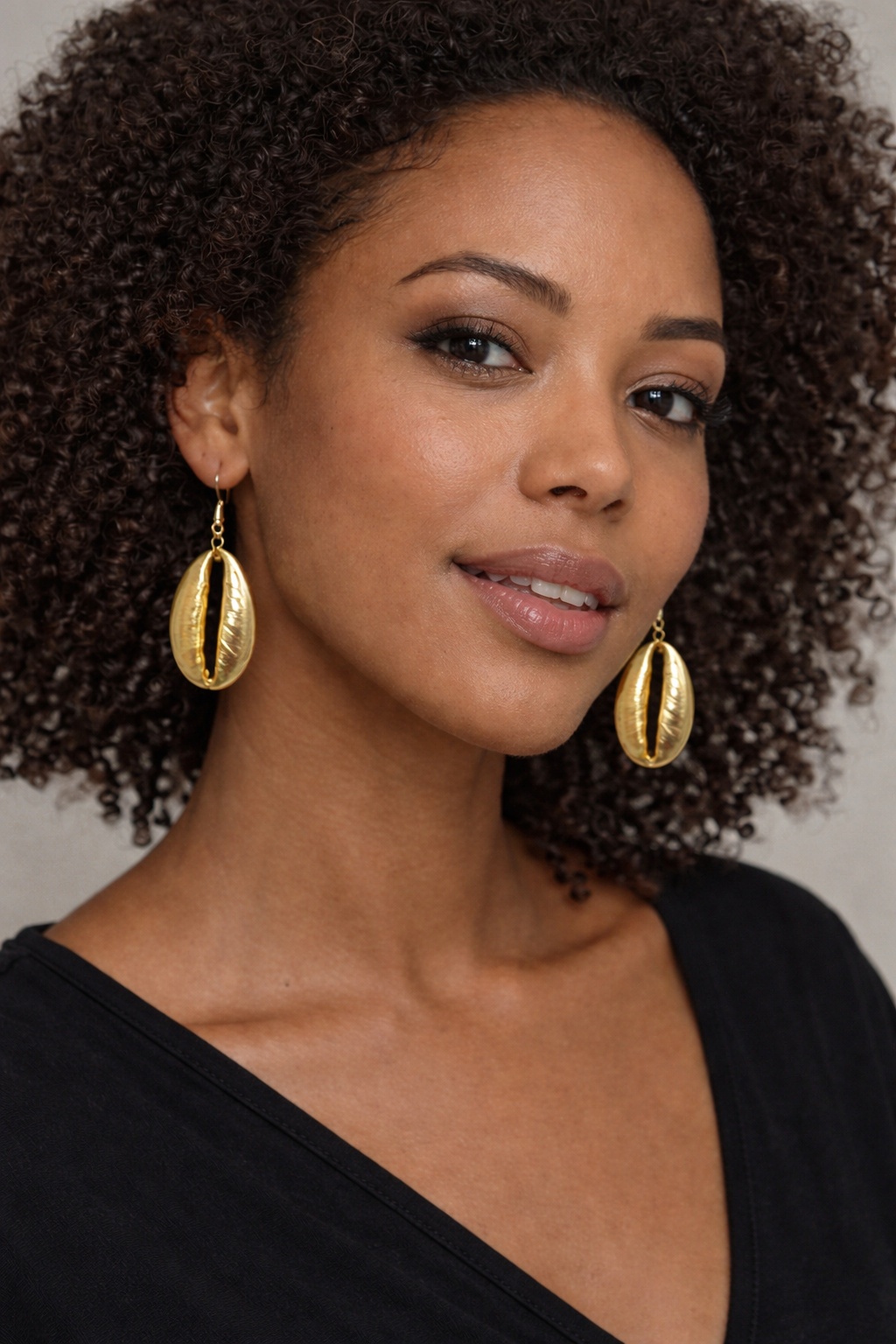 Handmade Gold Cowrie Shell Kenyan Earrings