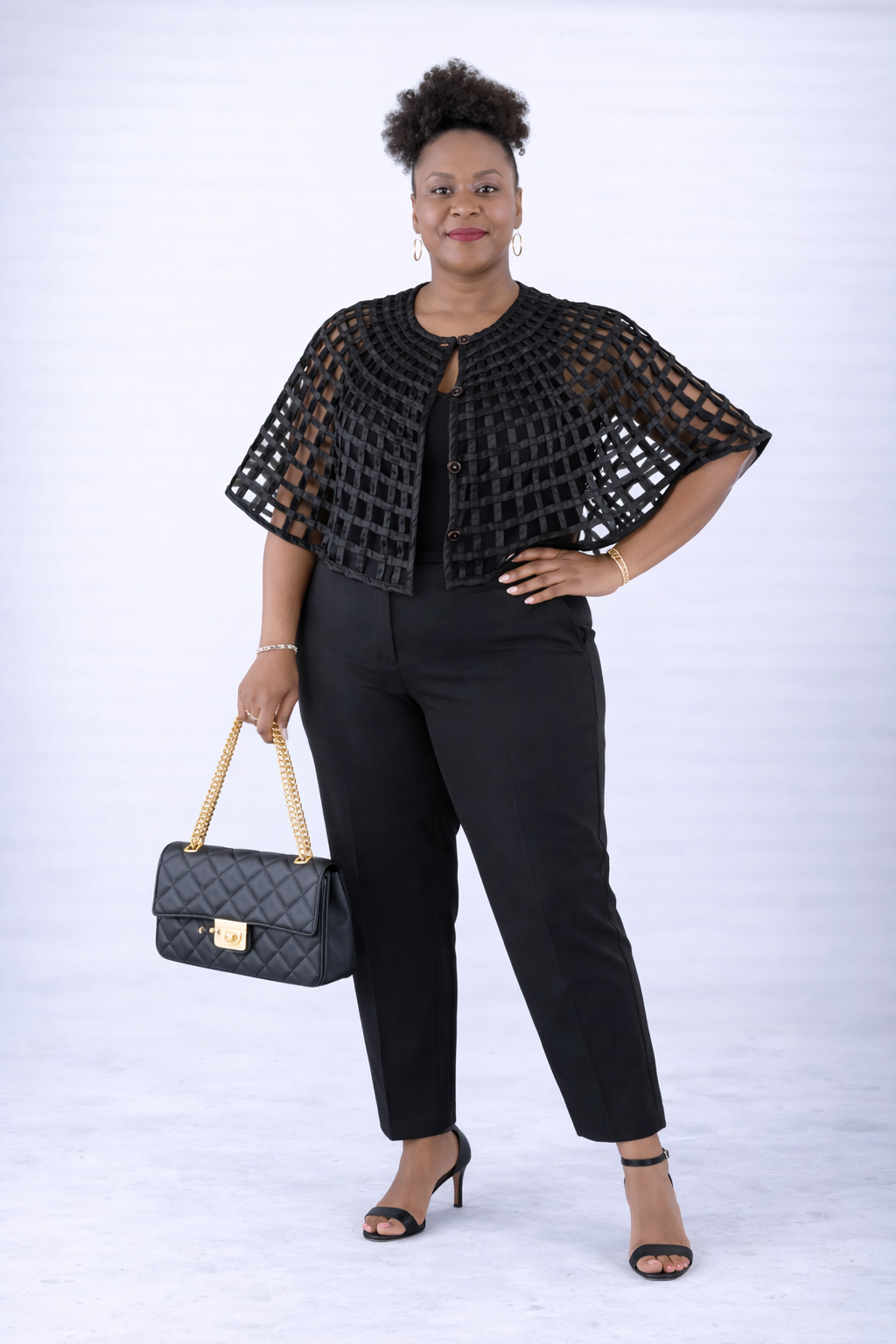 Alex Woven Jet Black African Ankara Print Cape