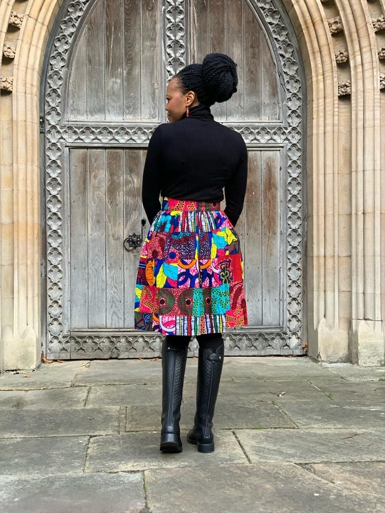 Zana High-Waisted Ankara Knee- Length Skirt - Image 4