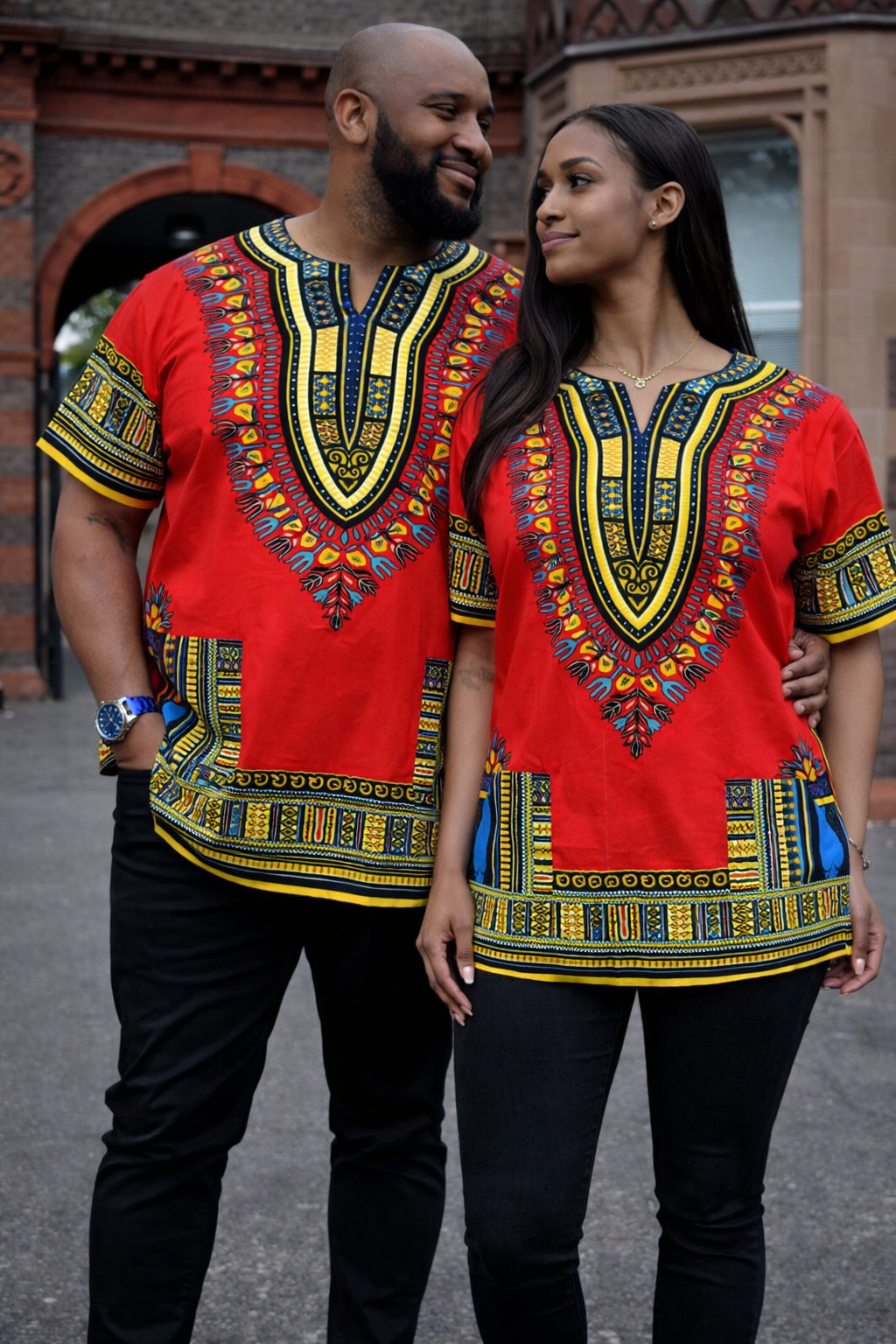 Red Unisex Dashiki Shirt