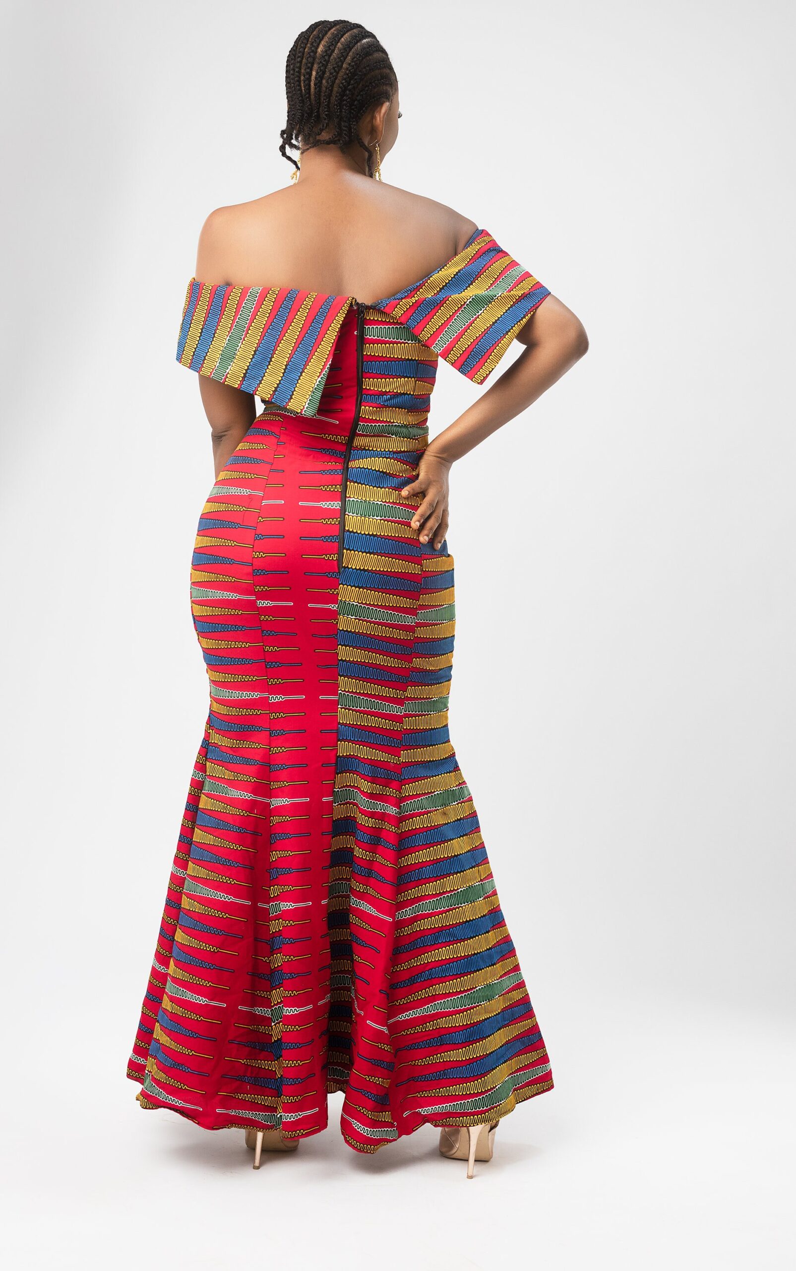 Stunning Off-shoulder Colourful Ankara Mermaid Dress - Image 2