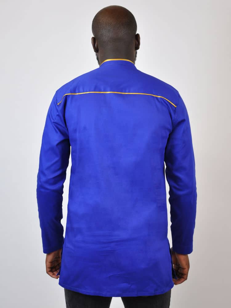 Bold Blue African Embroidered Shirt - Image 3