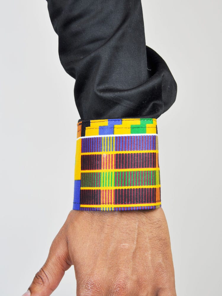 Black African Kente Fusion Suit Shirt - Image 3