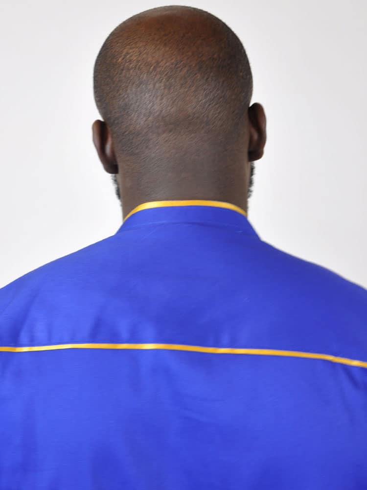 Bold Blue African Embroidered Shirt - Image 5