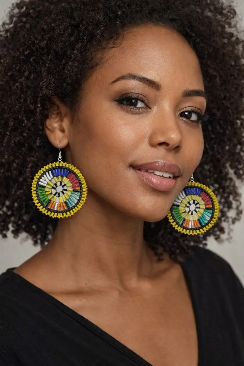 Teardrop Red, White and blue Kenyan Beaded Earrings