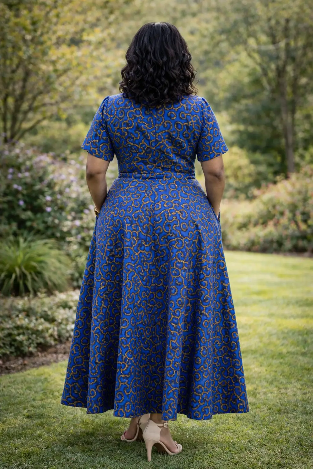 Elegant African Print Maxi Dress with Short Sleeves - Erimus - Image 2