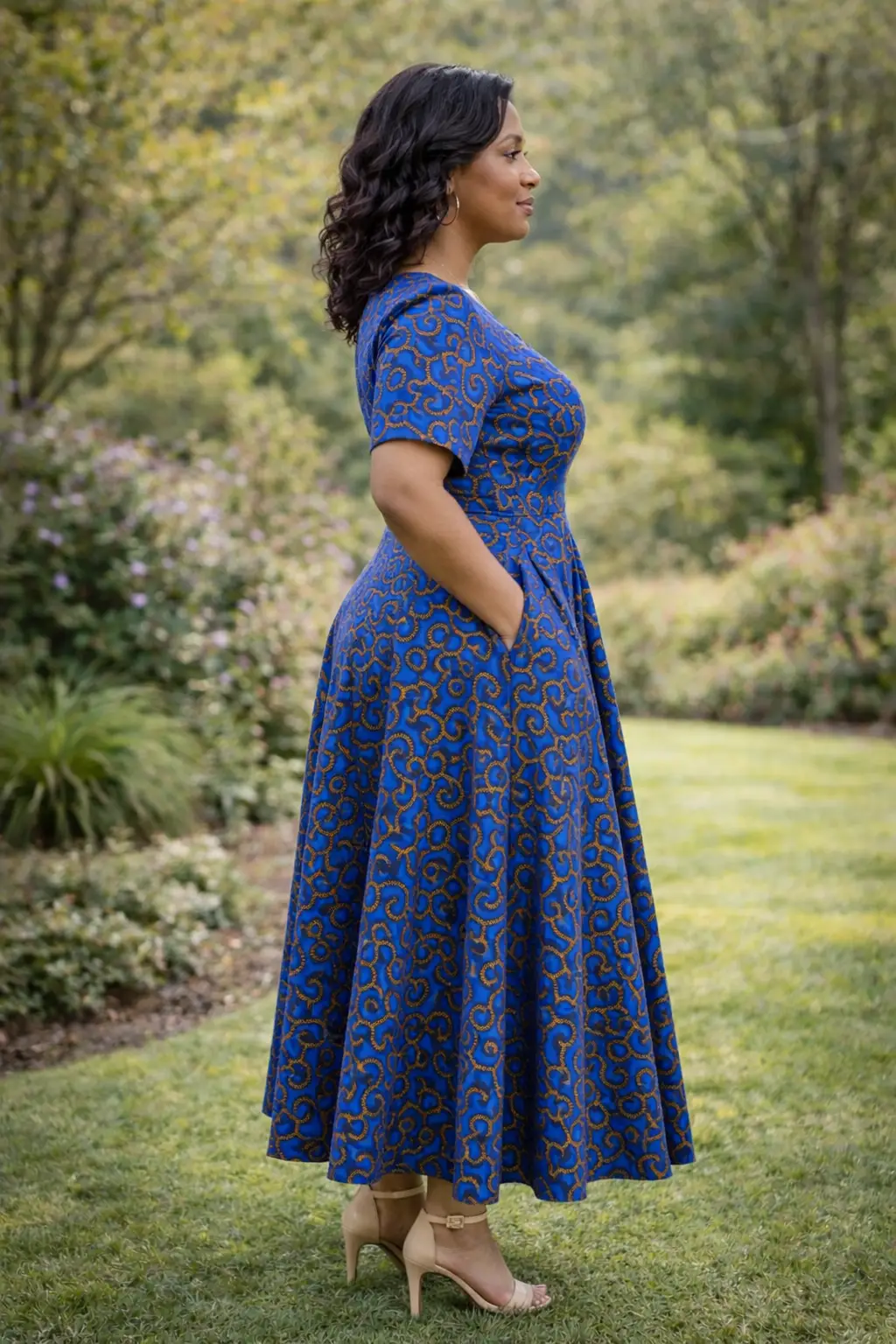 Elegant African Print Maxi Dress with Short Sleeves - Erimus - Image 4