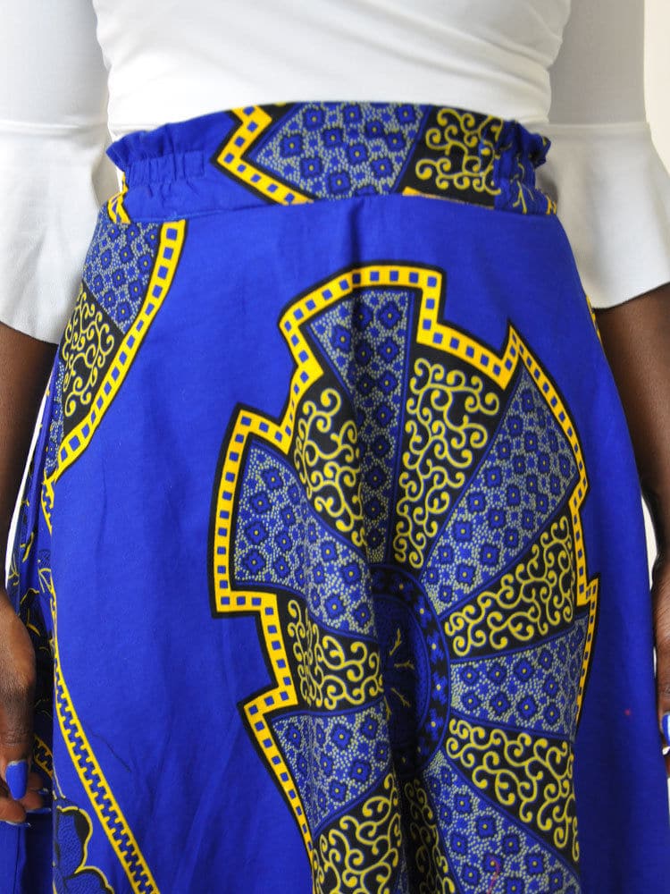 Akufo Ankara Blue & Gold Maxi Skirt - Image 3