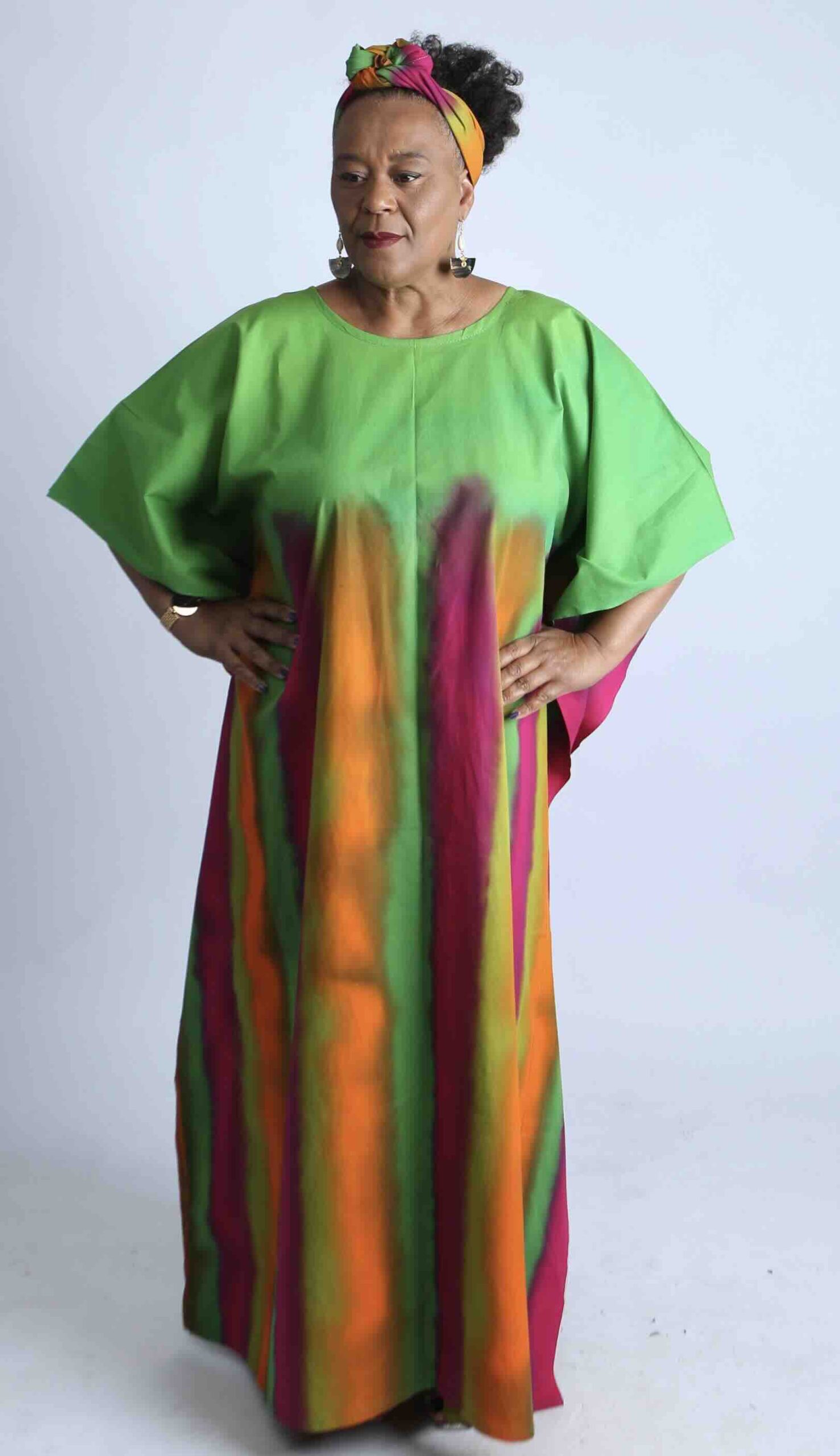 Vibrant Striped African Kaftan With Matching Scarf - Wumbei - Image 4