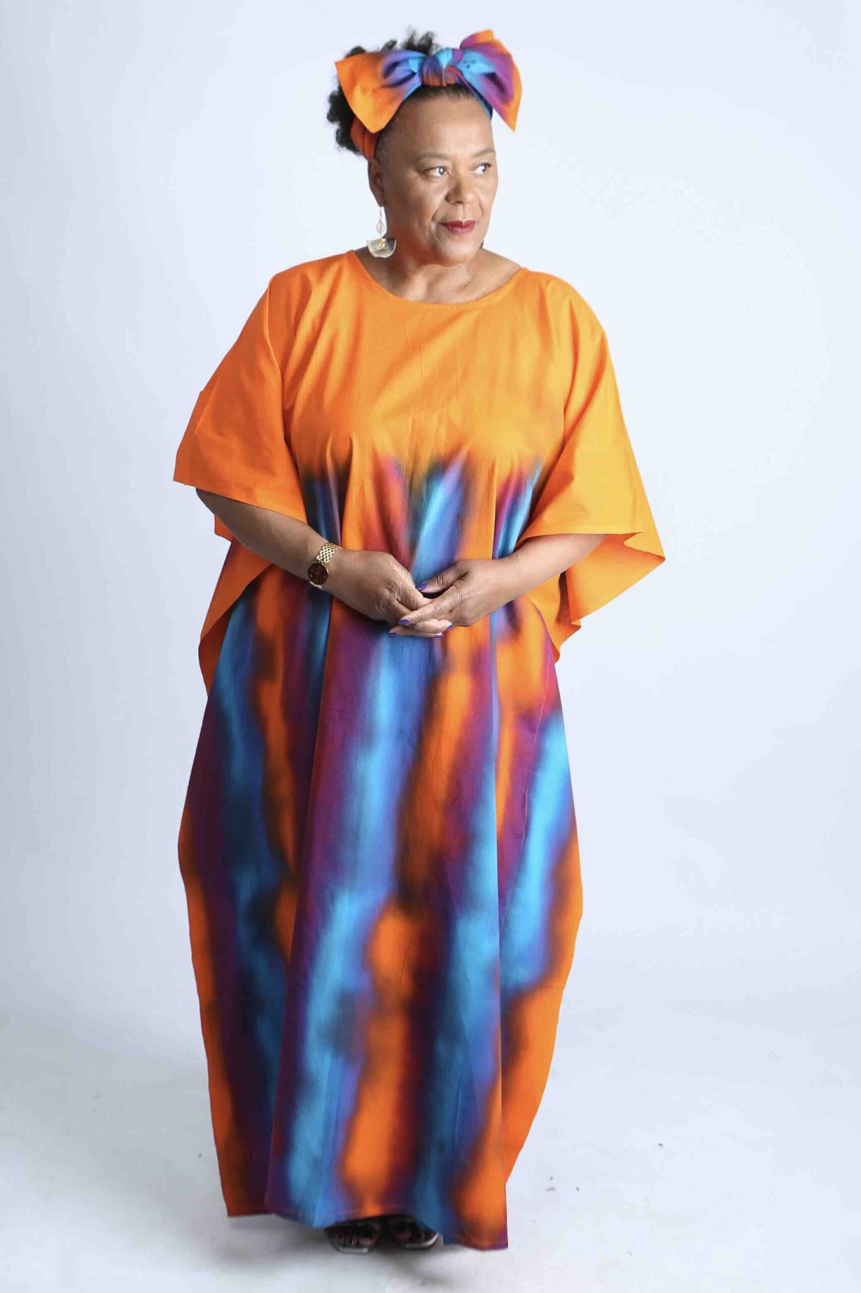 Vibrant Striped African Kaftan With Matching Scarf- Tahiru