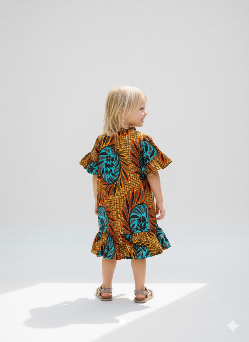 Girls African Print Dress - Image 3